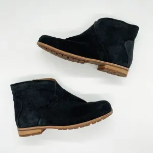 Kork-Ease Balsa Ankle Boots Suede Black Size 6 Leather Side Zip Bootie Leather