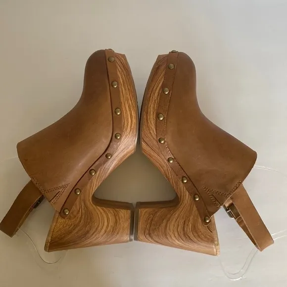 Kork-Ease Darby Women's Clog Hand-Finished Tan Leather Slingback Wedge S…