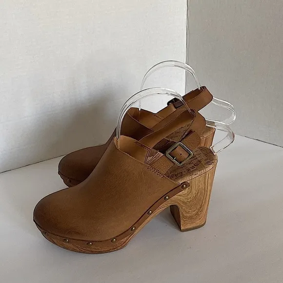 Kork-Ease Darby Women's Clog Hand-Finished Tan Leather Slingback Wedge S…