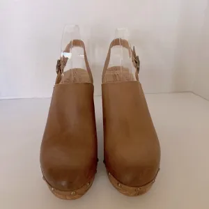 Kork-Ease Darby Women's Clog Hand-Finished Tan Leather Slingback Wedge S…