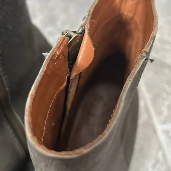 Kork Ease Gray Leather Ankle Boots Size 7.5
