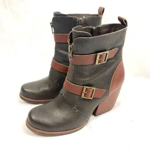Korks Kork Ease Richard Black Leather Heeled Buckle Ankle Boots Womens Size 7.5