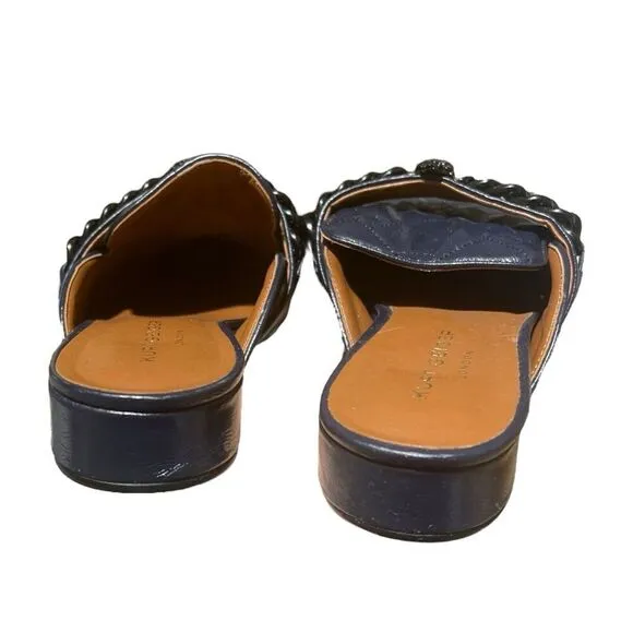 Kurt Geiger Mule WMNS 8 (EU 41) Blue Leather Chelsea Quilted Flats Pointed Chain