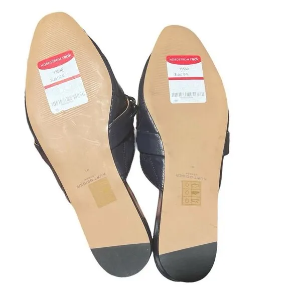 Kurt Geiger Mule WMNS 8 (EU 41) Blue Leather Chelsea Quilted Flats Pointed Chain