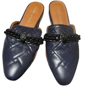 Kurt Geiger Mule WMNS 8 (EU 41) Blue Leather Chelsea Quilted Flats Pointed Chain