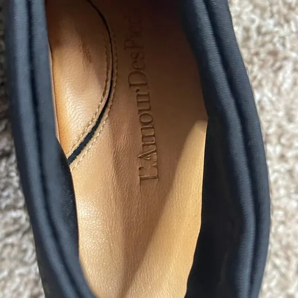 L' AMOUR DES PIEDES  ONIELLA SLINGBACK BLACK WEDGES SHOE SIZE 10M NWOT