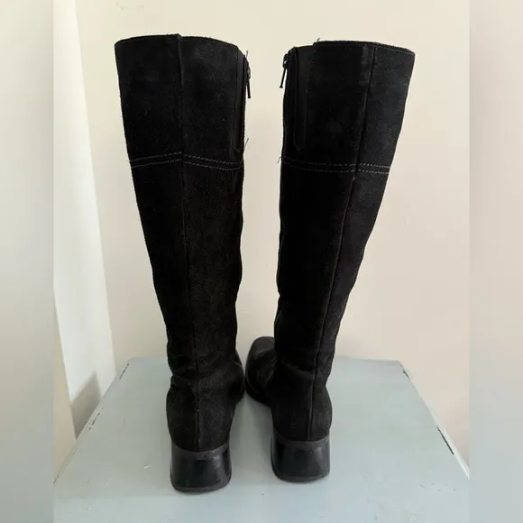 La Canadienne Luftpolster Black Suede Leather Knee-High Womens Boots Sz 8.5
