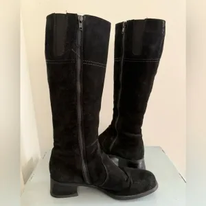 La Canadienne Luftpolster Black Suede Leather Knee-High Womens Boots Sz 8.5