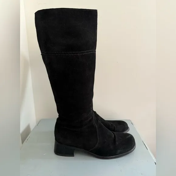 La Canadienne Luftpolster Black Suede Leather Knee-High Womens Boots Sz 8.5