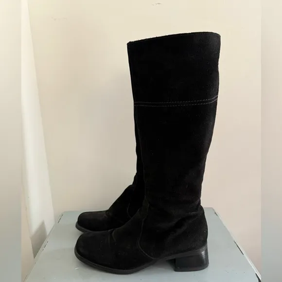 La Canadienne Luftpolster Black Suede Leather Knee-High Womens Boots Sz 8.5
