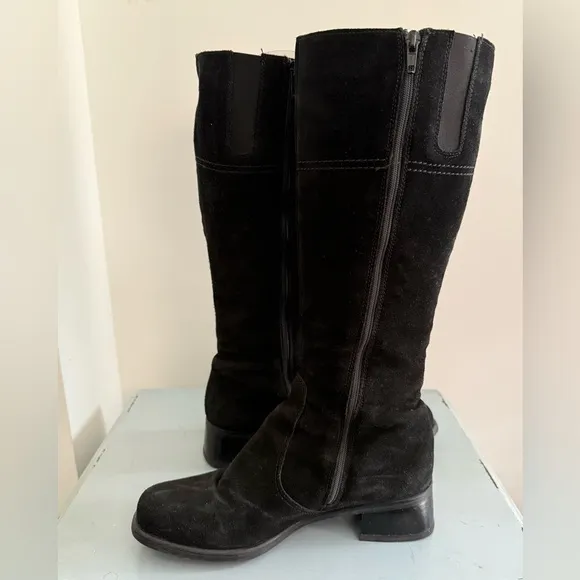 La Canadienne Luftpolster Black Suede Leather Knee-High Womens Boots Sz 8.5