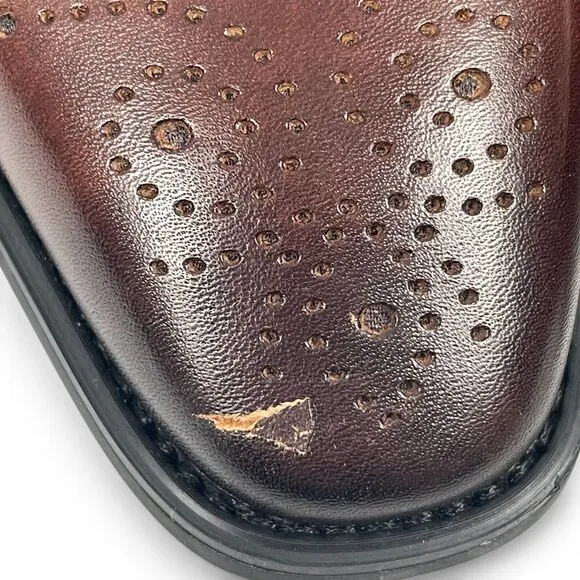 LA Milano Brown Leather Monk Strap Shoes Oxford Men 11 Leather Suede Defect