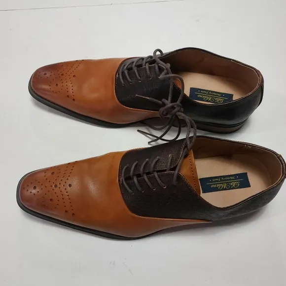 LA MILANO Men's Tan &amp; Brown Genuine Leather Dress Shoes Size 12