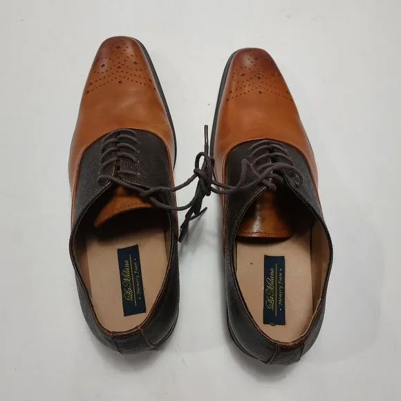 LA MILANO Men's Tan &amp; Brown Genuine Leather Dress Shoes Size 12