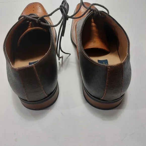 LA MILANO Men's Tan &amp; Brown Genuine Leather Dress Shoes Size 12