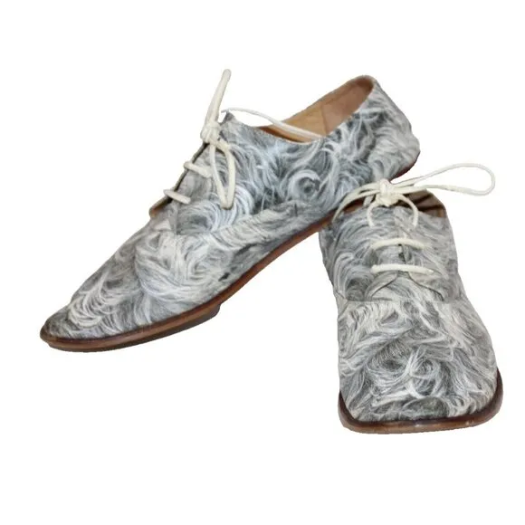 Ladies Maison Martin Margiela MM6 Round Toe Oxfords 38 / 7.5 Gray Swirl Shoes