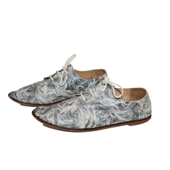 Ladies Maison Martin Margiela MM6 Round Toe Oxfords 38 / 7.5 Gray Swirl Shoes