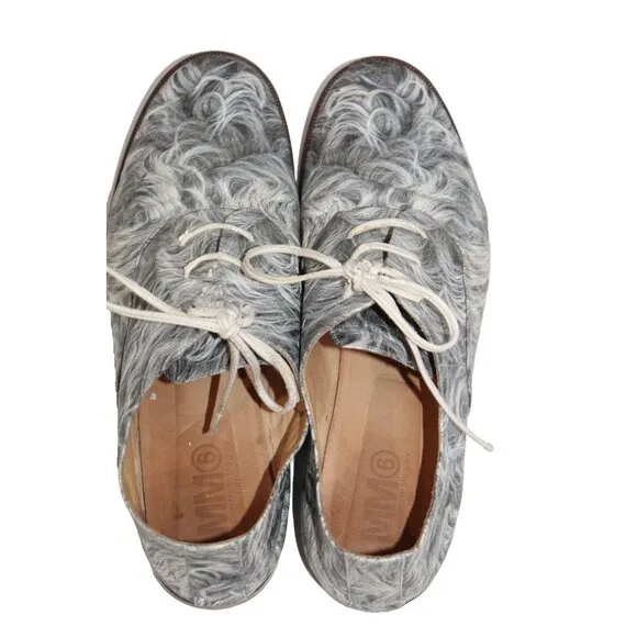 Ladies Maison Martin Margiela MM6 Round Toe Oxfords 38 / 7.5 Gray Swirl Shoes