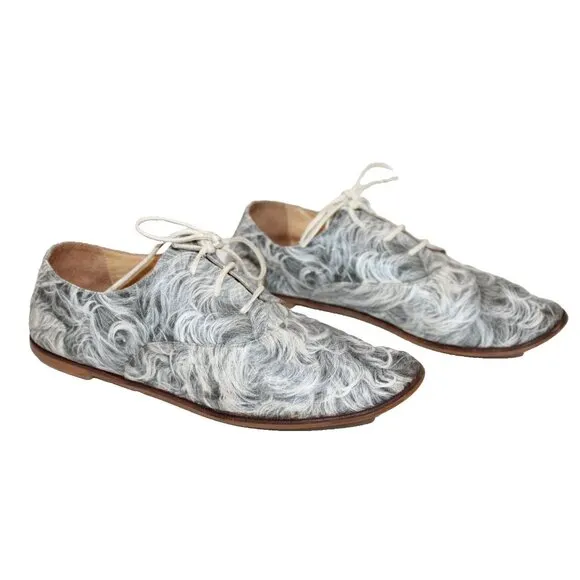Ladies Maison Martin Margiela MM6 Round Toe Oxfords 38 / 7.5 Gray Swirl Shoes