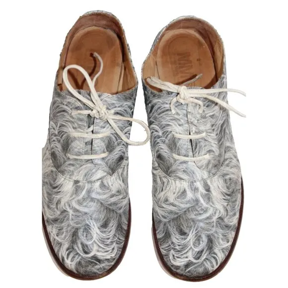 Ladies Maison Martin Margiela MM6 Round Toe Oxfords 38 / 7.5 Gray Swirl Shoes