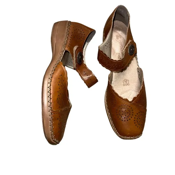 Ladies Remonte Squared Toe Everyday Flat Hook &amp; Loop Leather Shoes D1641 Sz 40