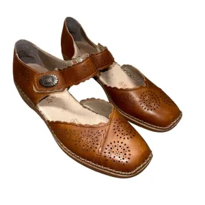 Ladies Remonte Squared Toe Everyday Flat Hook &amp; Loop Leather Shoes D1641 Sz 40