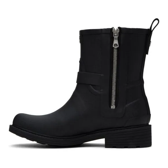 Ladies RAG &amp; BONE Black Moto Rain Boots size 38EU 8 US