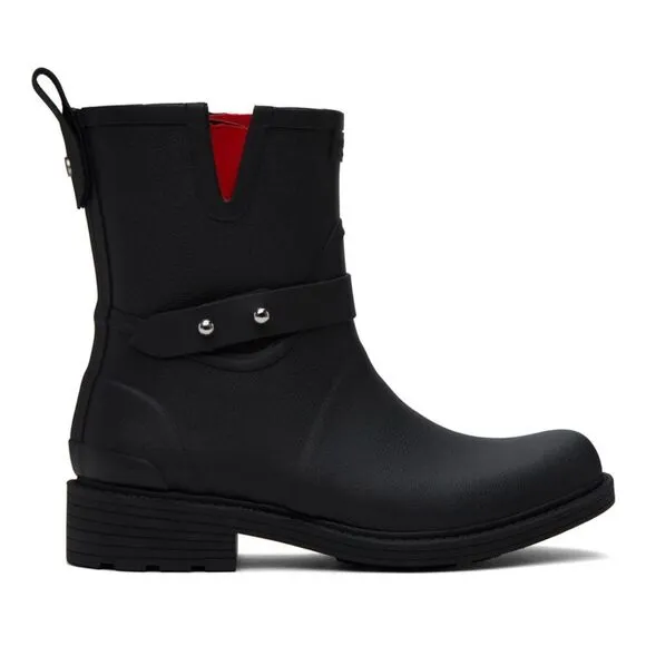 Ladies RAG &amp; BONE Black Moto Rain Boots size 38EU 8 US