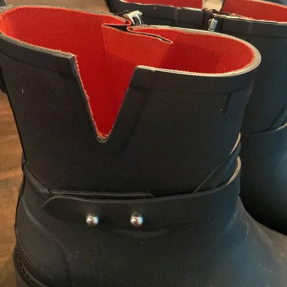 Ladies RAG &amp; BONE Black Moto Rain Boots size 38EU 8 US