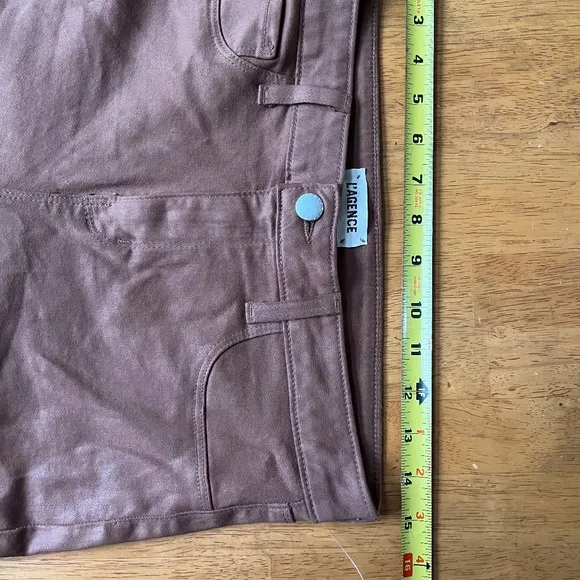 LAGENCE Micro Boot Stretch Tan Leather Look Coated Denim Jeans, Size 30