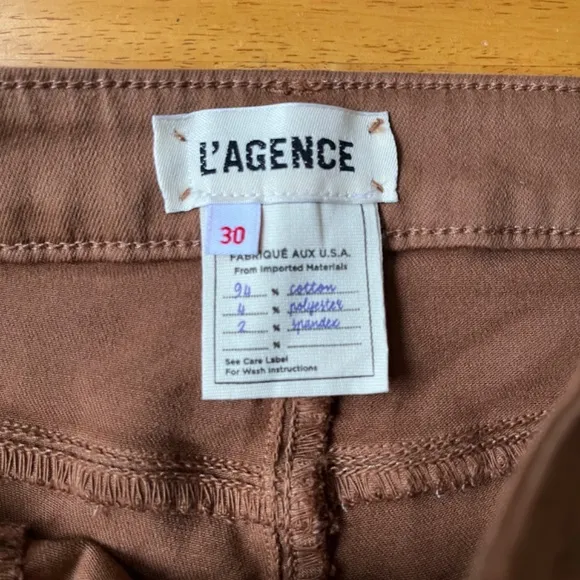 LAGENCE Micro Boot Stretch Tan Leather Look Coated Denim Jeans, Size 30
