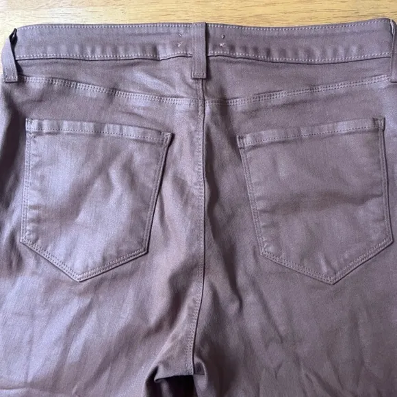 LAGENCE Micro Boot Stretch Tan Leather Look Coated Denim Jeans, Size 30