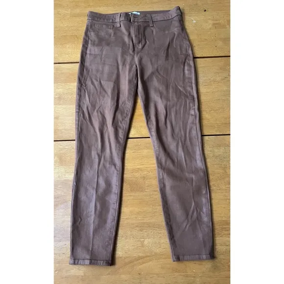 LAGENCE Micro Boot Stretch Tan Leather Look Coated Denim Jeans, Size 30