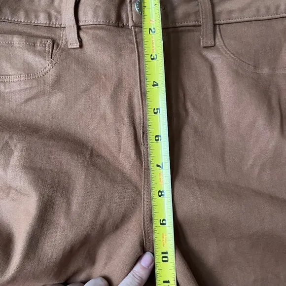 LAGENCE Micro Boot Stretch Tan Leather Look Coated Denim Jeans, Size 30