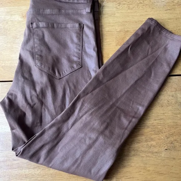LAGENCE Micro Boot Stretch Tan Leather Look Coated Denim Jeans, Size 30