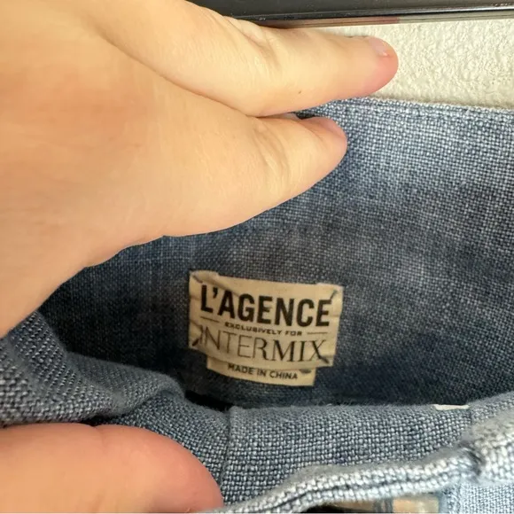 L'Agence X Intermix Chambray Linen Paper Bag Shorts Rope Belt Womens Size 2