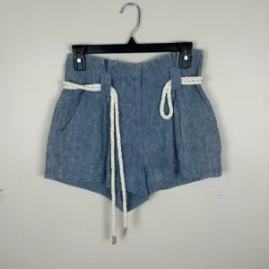 L'Agence X Intermix Chambray Linen Paper Bag Shorts Rope Belt Womens Size 2