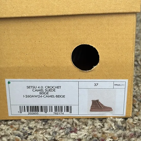Laidback London Setsu Crochet Side Zip Ankle Boot Camel Suede | 37 (6)