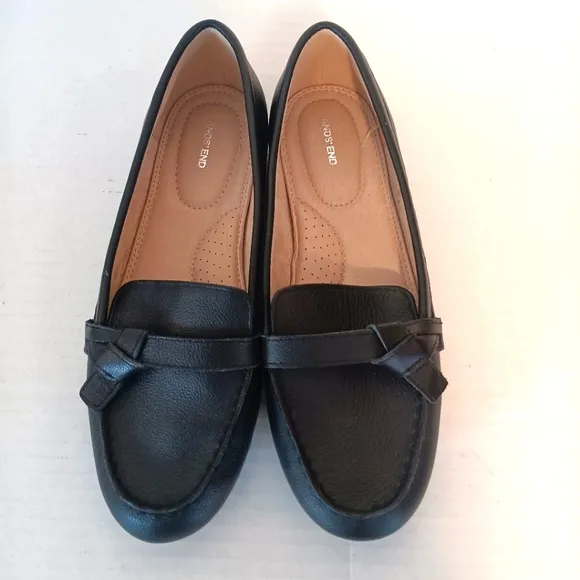 Land's End Comfort Slip On Shoes Loafer Flats Black US Size 9D Wide