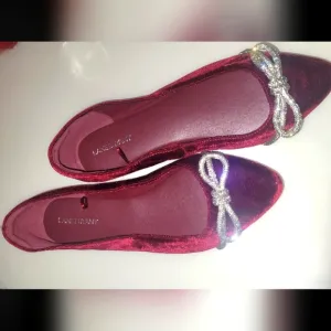 Lane Bryant Dream Cloud Bow Velvet Ballet Flats