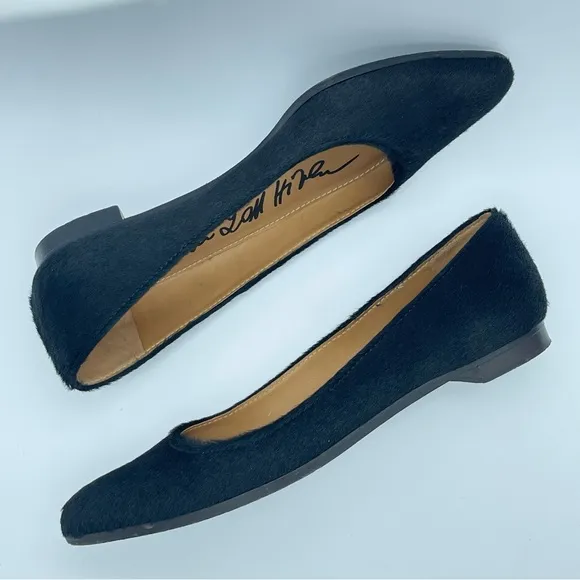 LANVIN Black Ballerina Flats Shoes | Slip On Pointed Toe | Calf Hair | EU 39