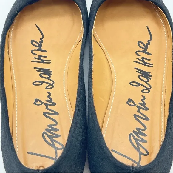 LANVIN Black Ballerina Flats Shoes | Slip On Pointed Toe | Calf Hair | EU 39