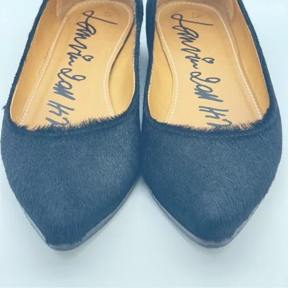 LANVIN Black Ballerina Flats Shoes | Slip On Pointed Toe | Calf Hair | EU 39