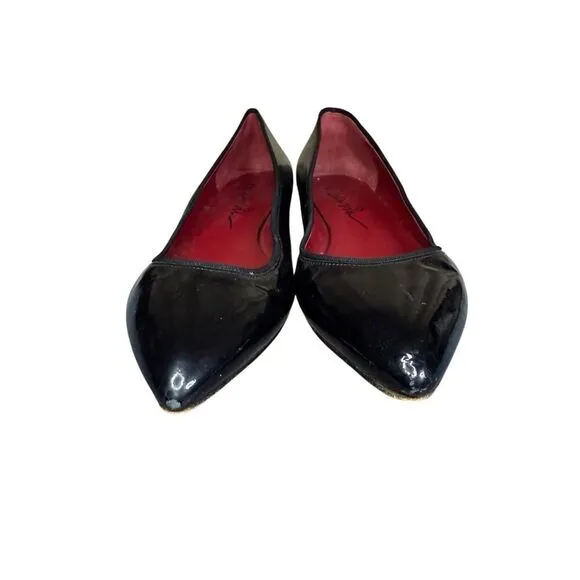 Lanvin Black Patent Leather Ballet Flats Size 39 (US 8.5) Red Insole Classic