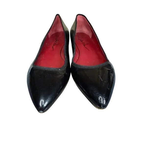 Lanvin Black Patent Leather Ballet Flats Size 39 (US 8.5) Red Insole Classic