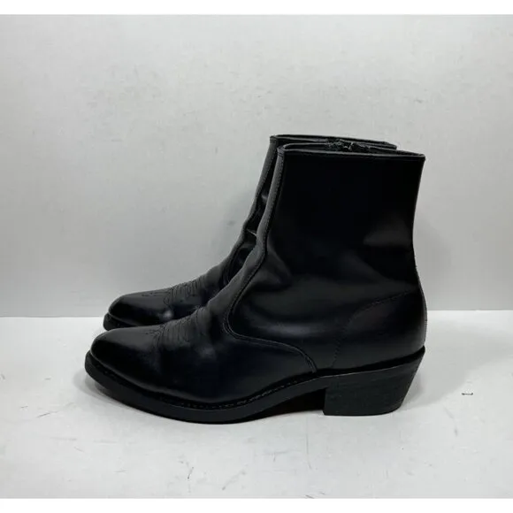 Laredo 62001 Long Haul Mens Black Leather Side Zip Ankle Boots Size 9.5 EW