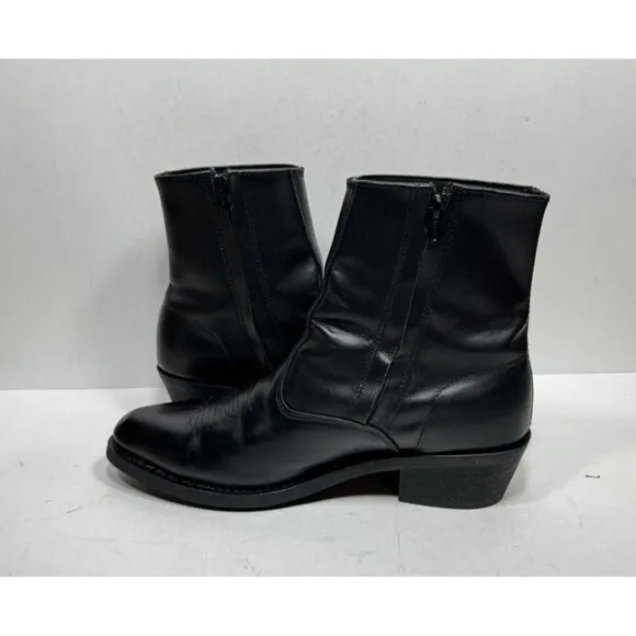 Laredo 62001 Long Haul Mens Black Leather Side Zip Ankle Boots Size 9.5 EW