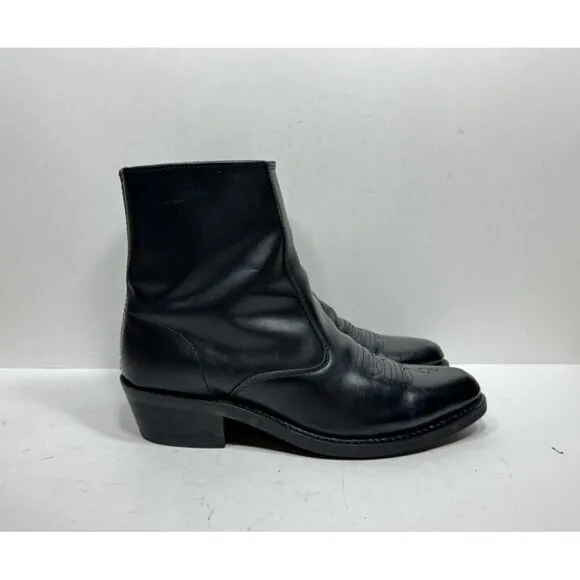 Laredo 62001 Long Haul Mens Black Leather Side Zip Ankle Boots Size 9.5 EW