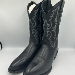 Laredo Black Leather Cowboy Boots Size 9.5 D Men’s Western