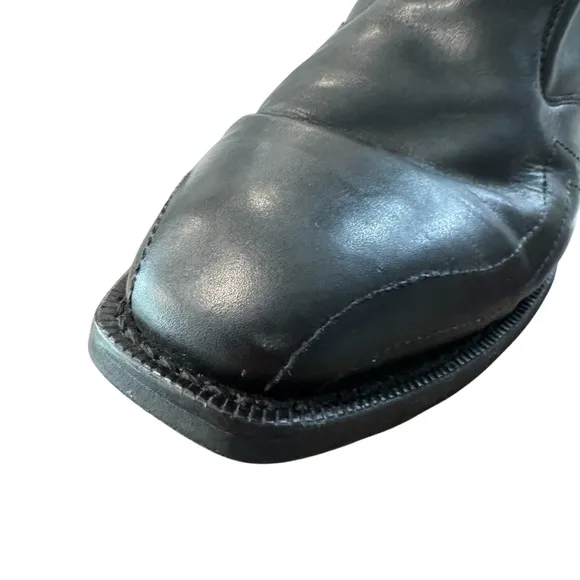 Laredo Mens Black Goat Leather Hoxie Western Ankle Side Zip Boots Sz 8.5 EW